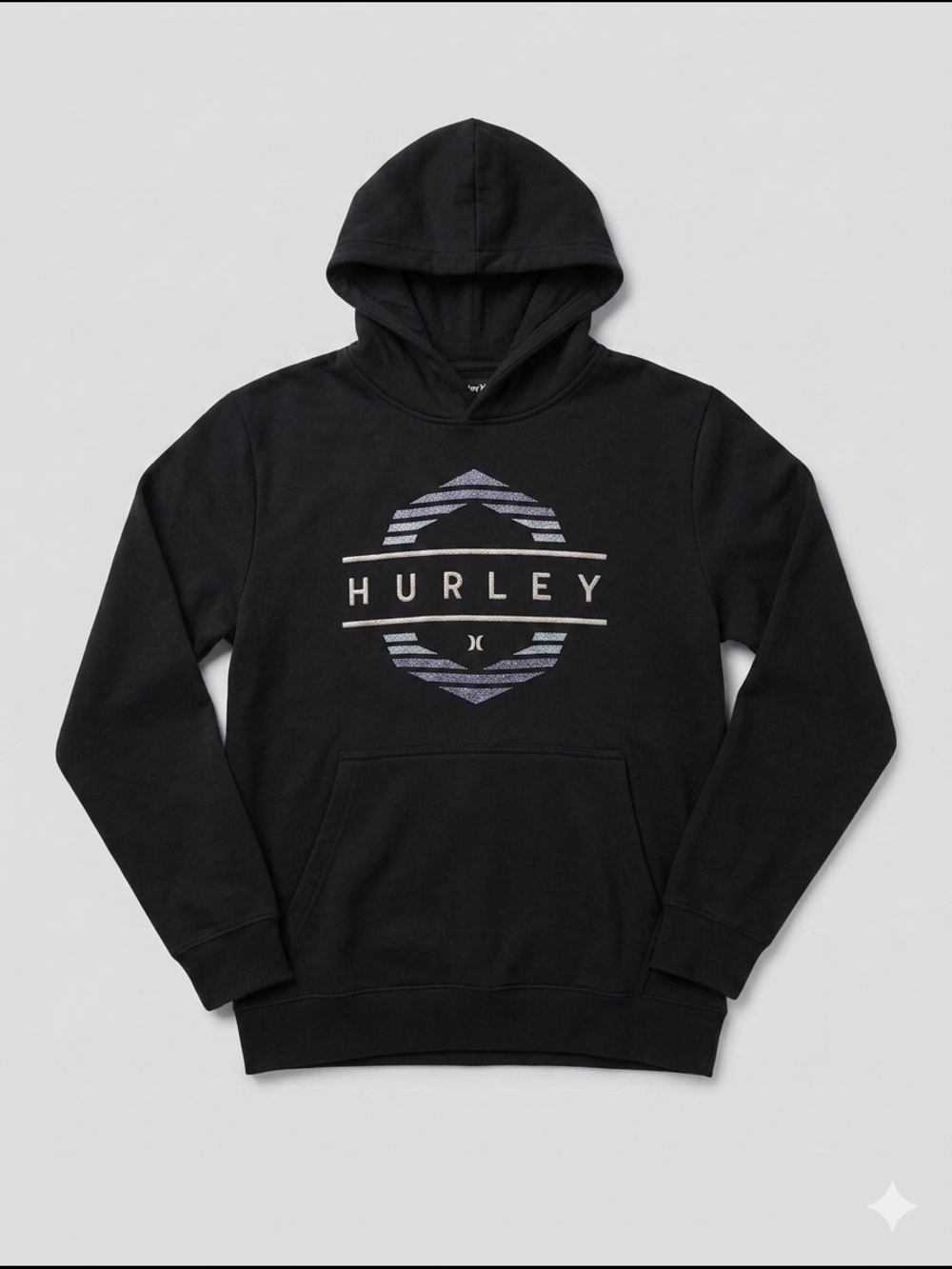 Hurley Black Hoodie with Striped Logo